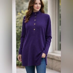 Tesori Rich Purple Buttoned Tunic size Small